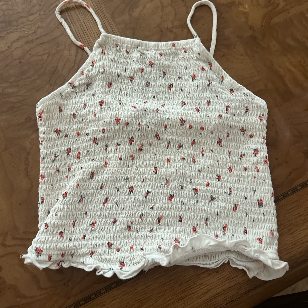 Art Class White and Red Smocked Ruffled Camisole